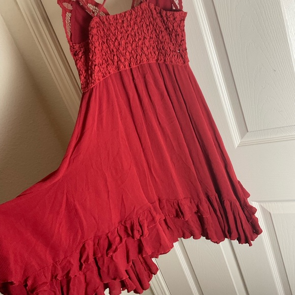Free People Woman’s Adella Slip Red Lace Dress size XSMALL - Picture 9 of 11